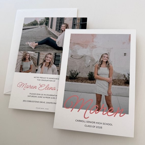 graduation invitation with photo area and decorative text